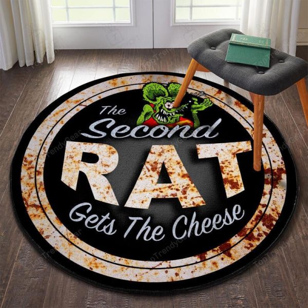 The Second Rat Gets The Cheese Rat Fink Hot Rod Round Mat Round Floor Mat Room Rugs Carpet Outdoor Rug Washable Rugs - Image 2